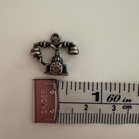 Sterling Silver Vintage Antique Telephone Charm - Picture 3 of 3
